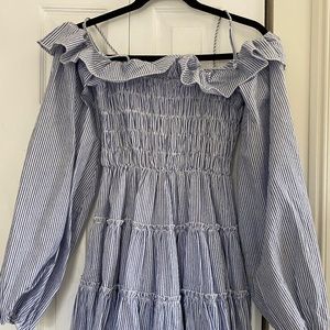Choosy Blue and White Seersucker Mini Dress